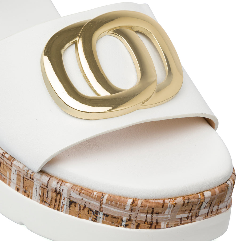 Sandali Zeppe Bianche da Donna con Fibbia Swish Jeans