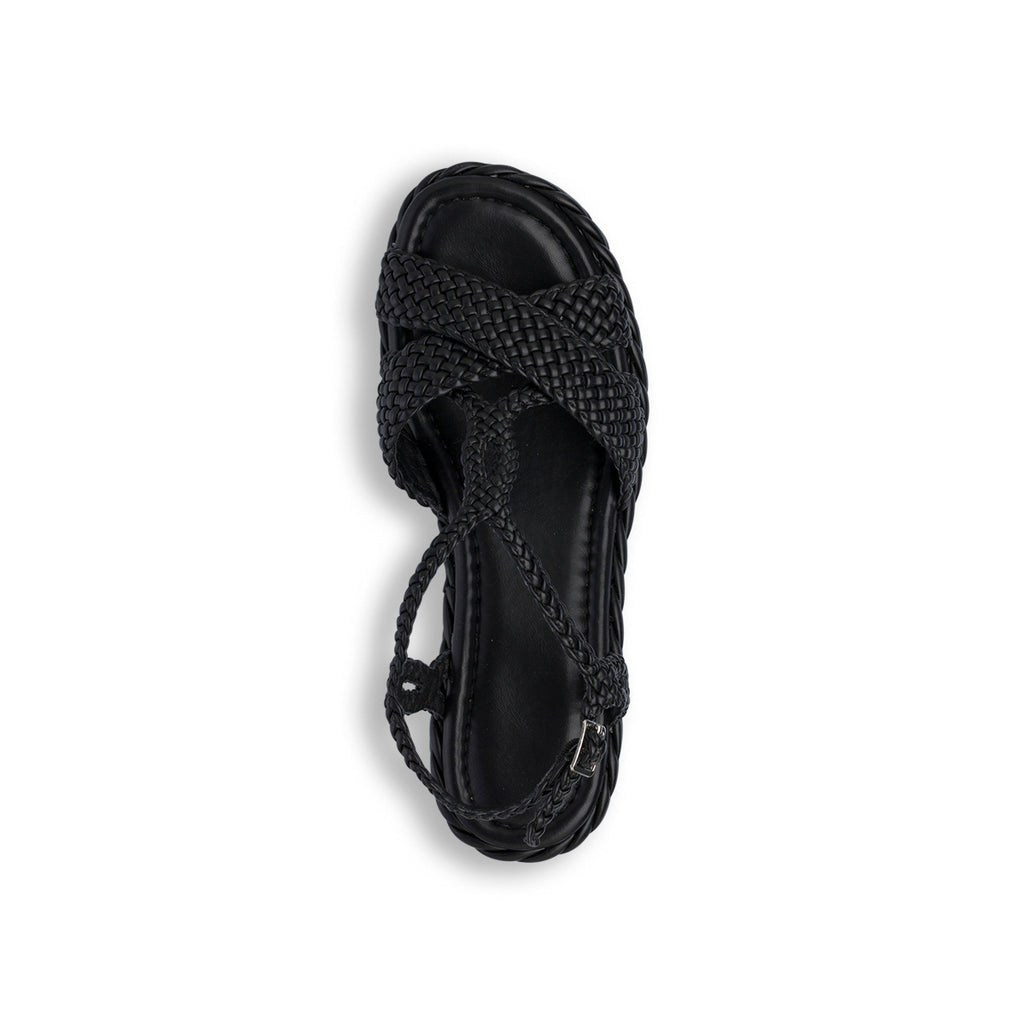 Sandali Zeppe Neri da Donna con Intreccio e Tacco 6,5 cm Swish Jeans