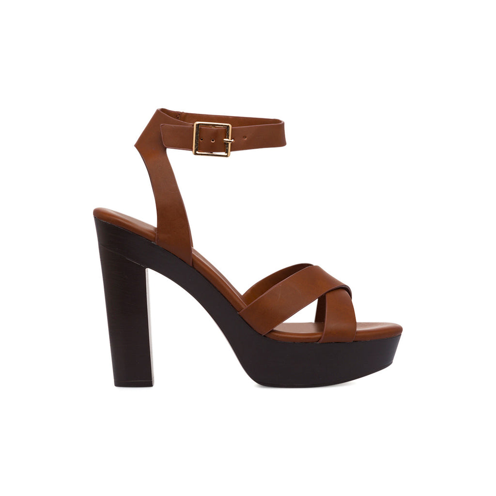 Sandali marroni da Donna con tacco a colonna 12,5 cm Lora Ferres