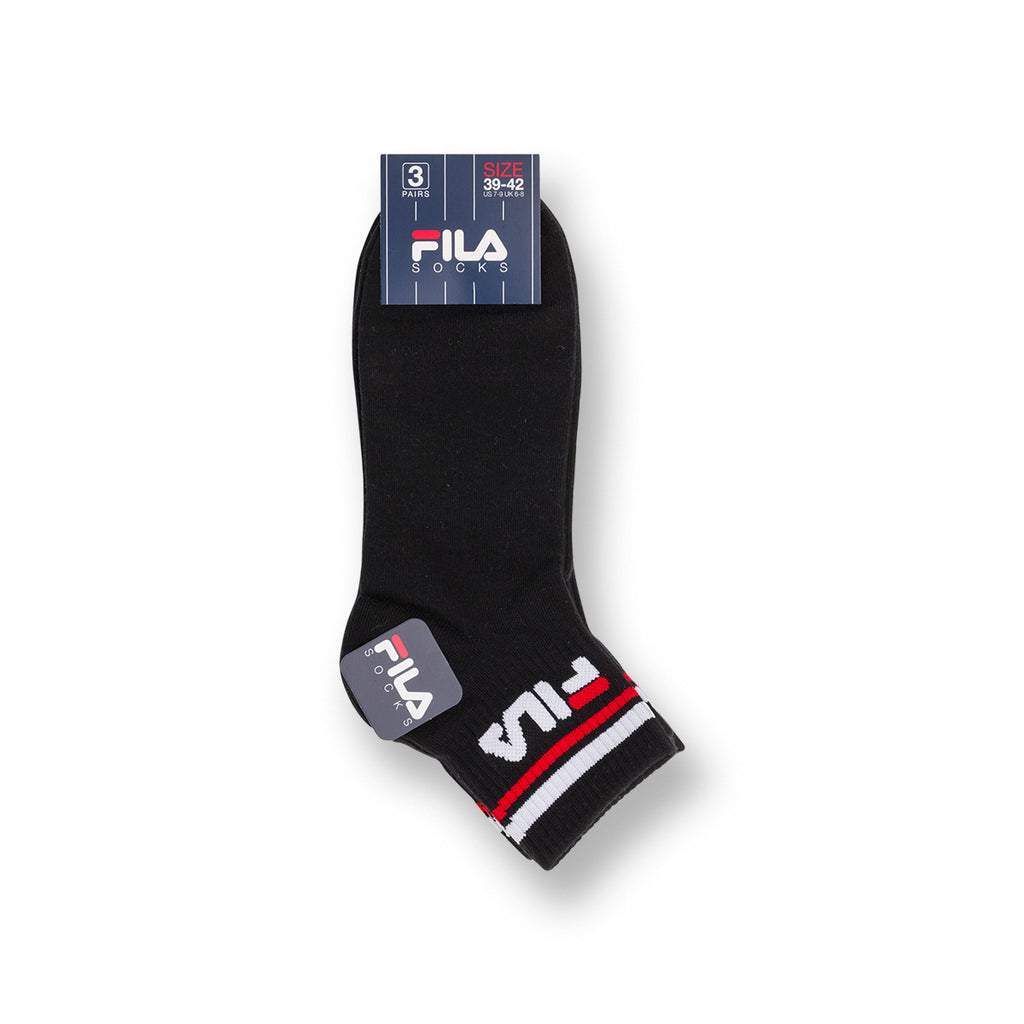 Calzini 3 paia neri corti in Cotone con logo Fila