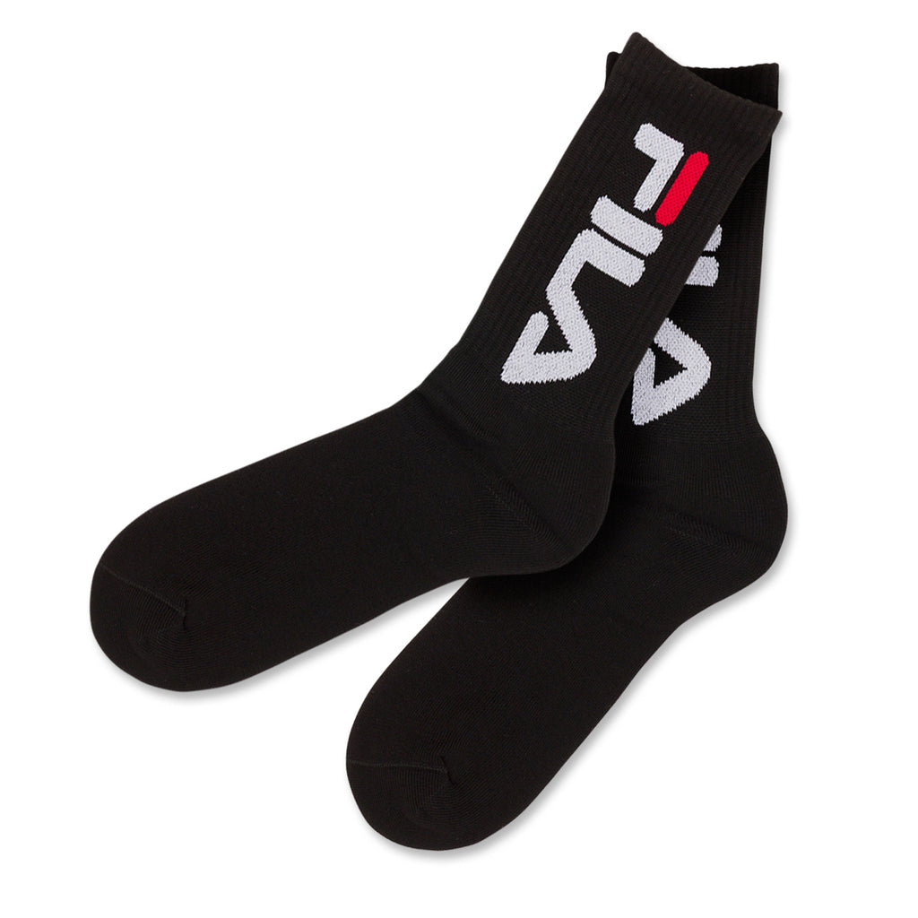 Set 2 paia di Calzini neri lunghi con logo Fila