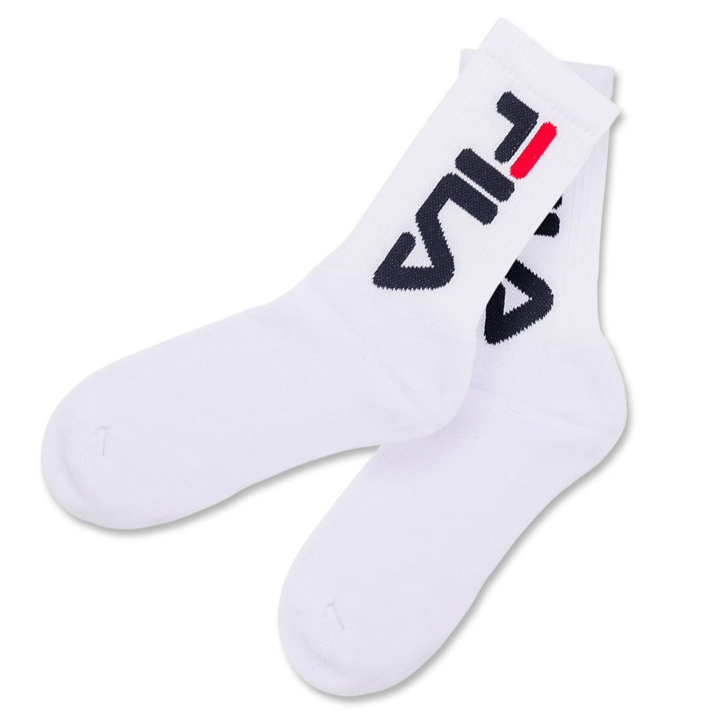 Set 2 paia di Calzini bianchi lunghi con logo Fila