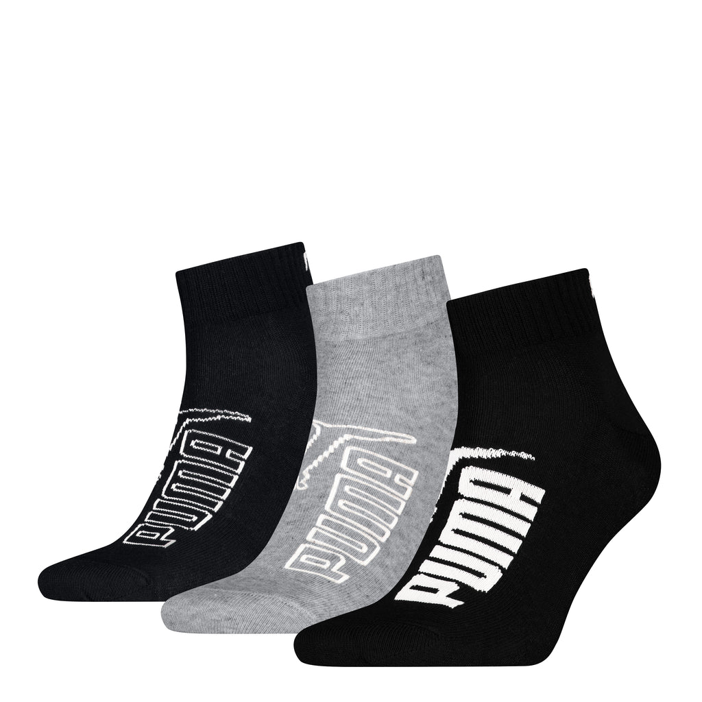Calzini corti 3 paia Unisex nero e grigio con logo Puma