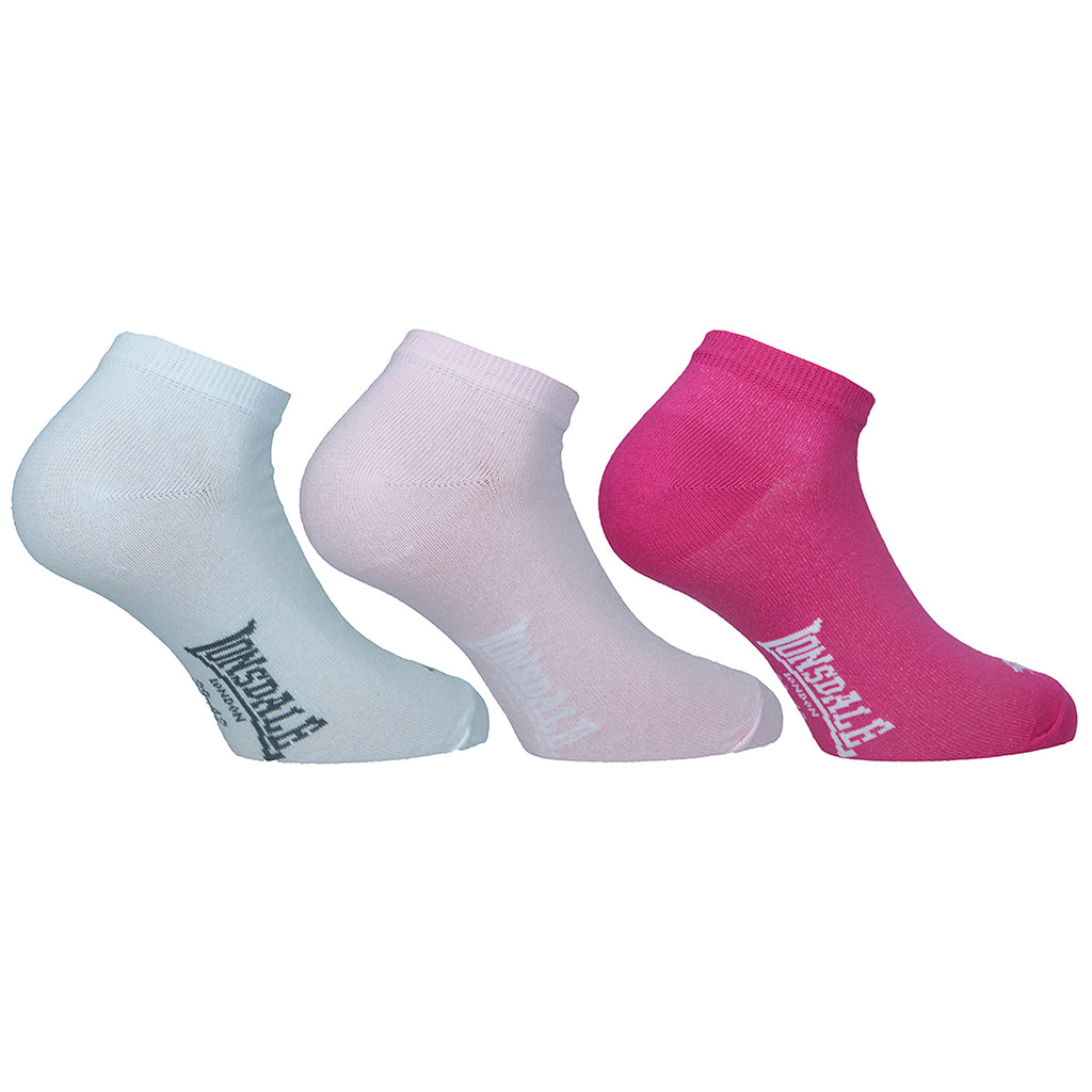 Calzini corti 5 paia da Donna rosa bianco e fucsia Lonsdale