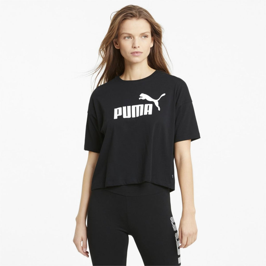 T-shirt crop nera Puma Essentials Logo