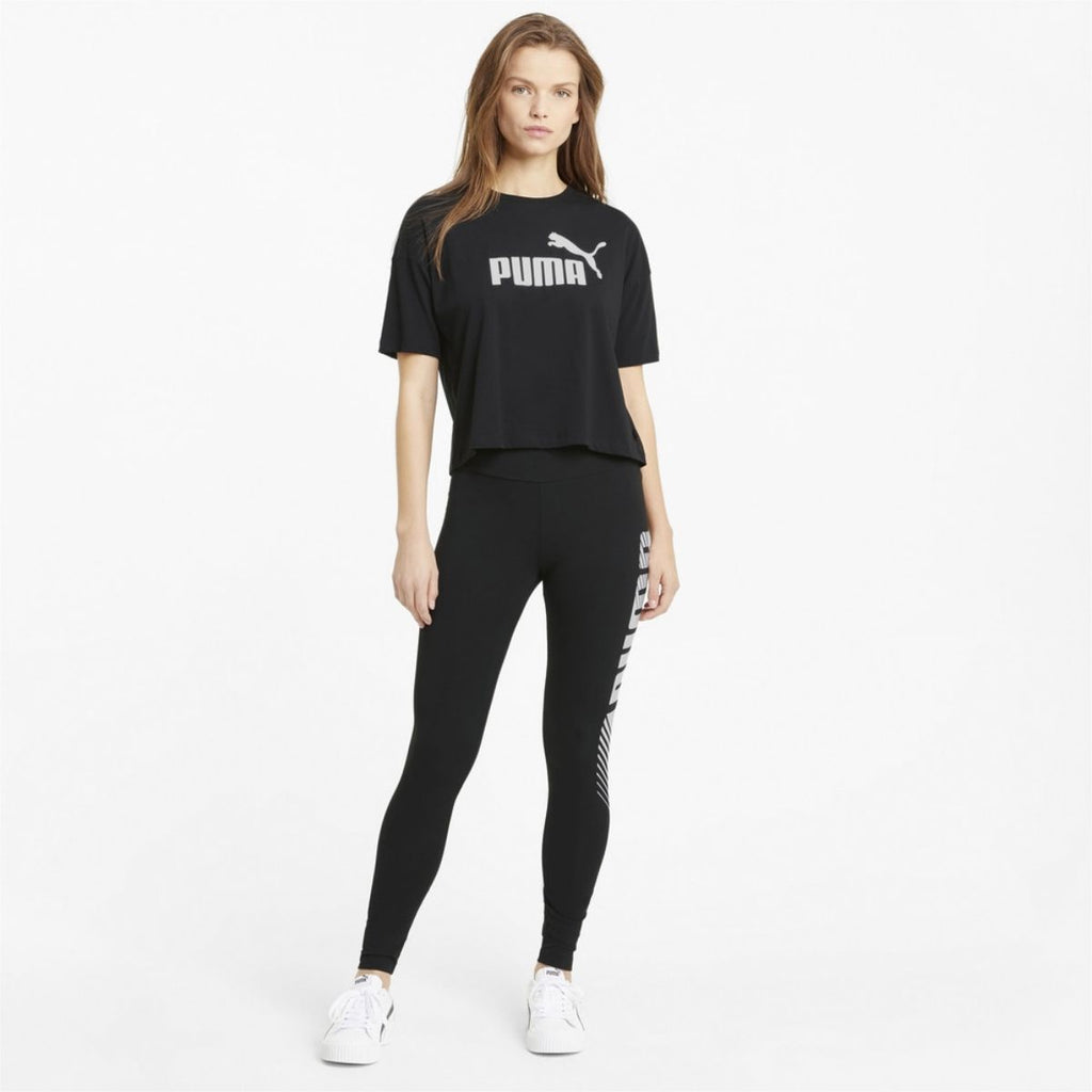 T-shirt crop nera Puma Essentials Logo