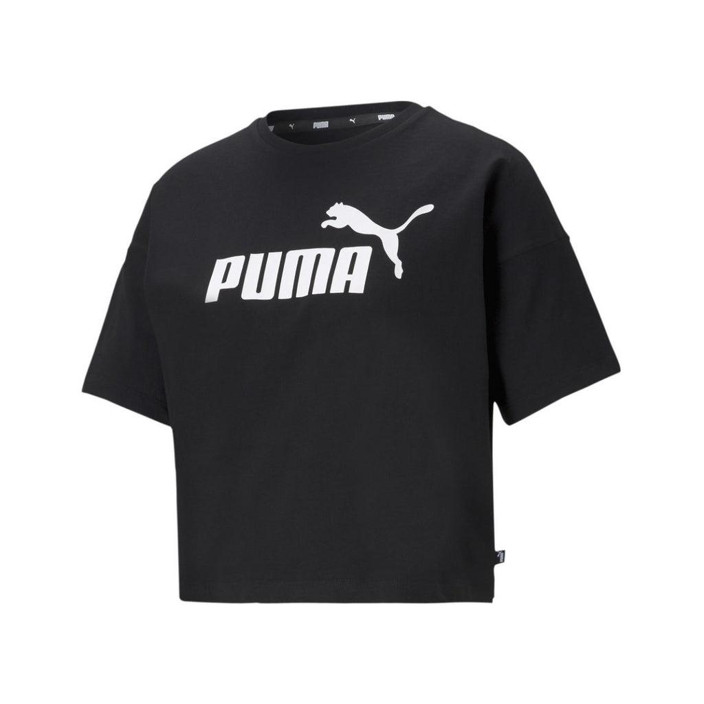 T-shirt crop nera Puma Essentials Logo