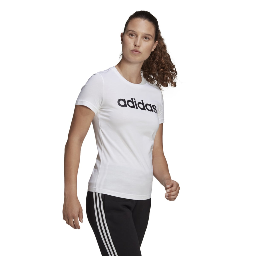 T-shirt bianca da donna con logo adidas Essentials Slim Logo