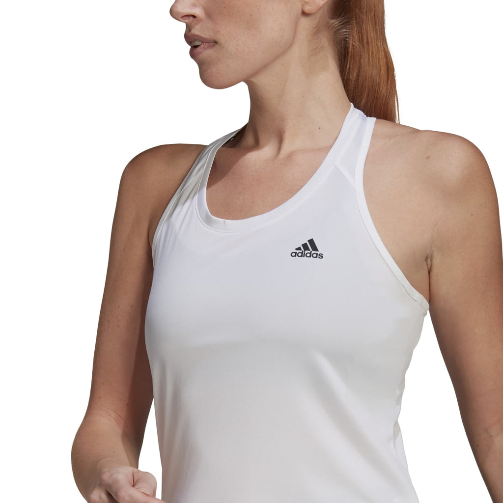 Canotta bianca da donna adidas Primeblue Designed To Move Sport 3-Stripes