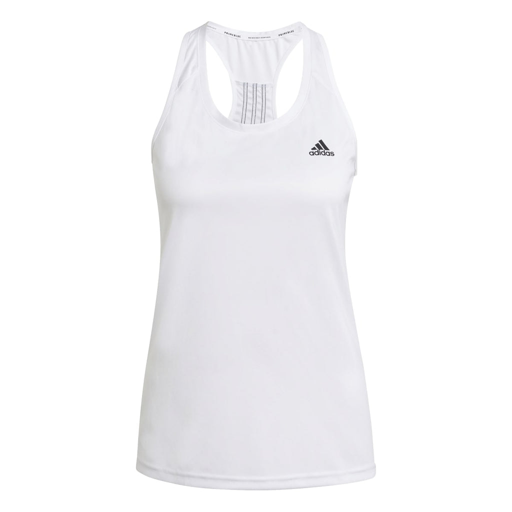 Canotta bianca da donna adidas Primeblue Designed To Move Sport 3-Stripes