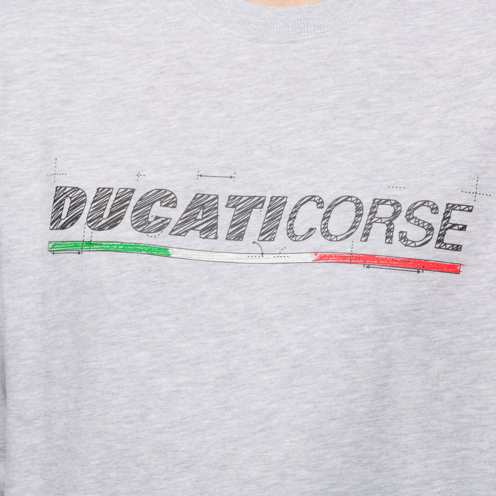 Felpa girocollo grigia da uomo con logo sul petto Ducati Corse Edo