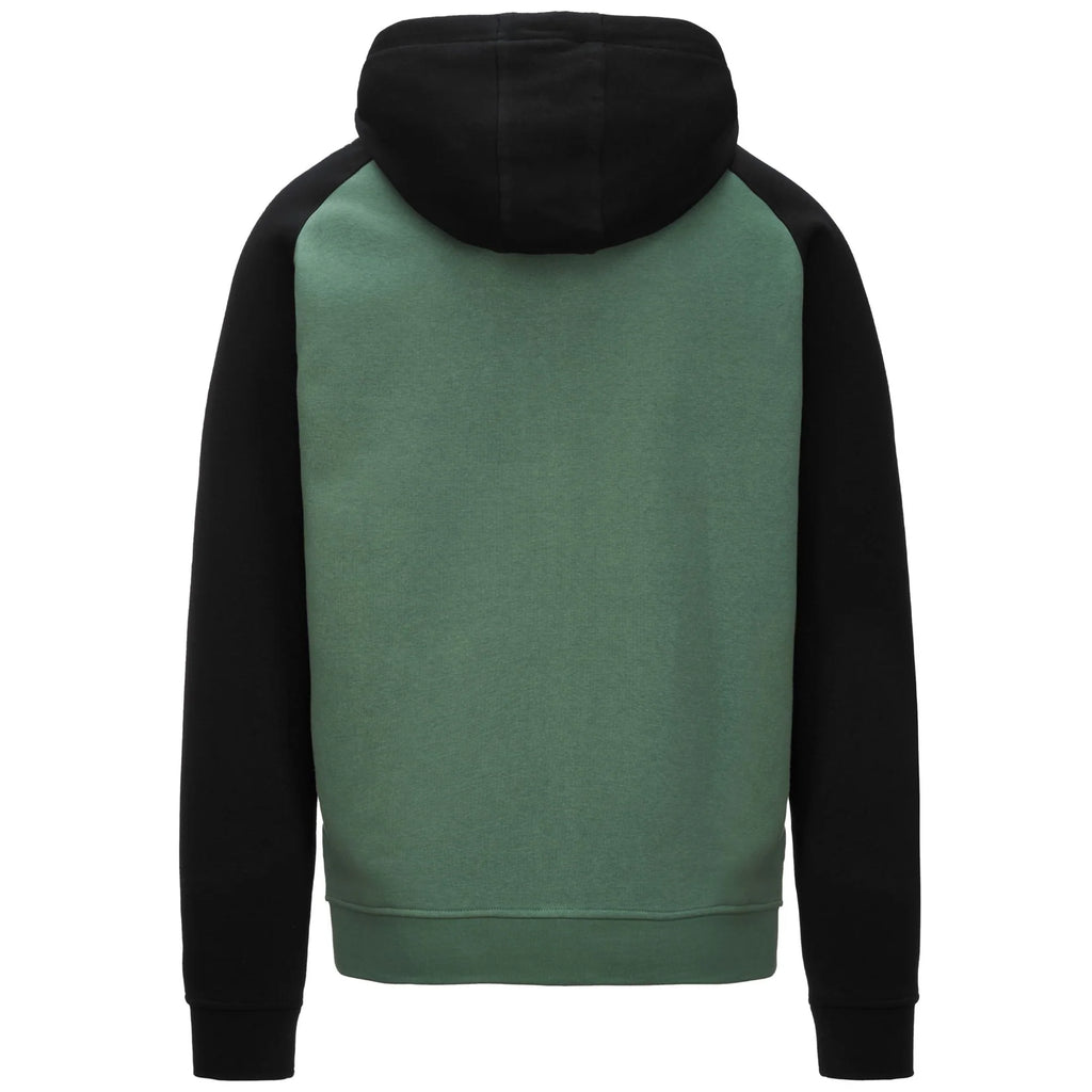 Felpa con cappuccio verde e nera da uomo con zip Kappa