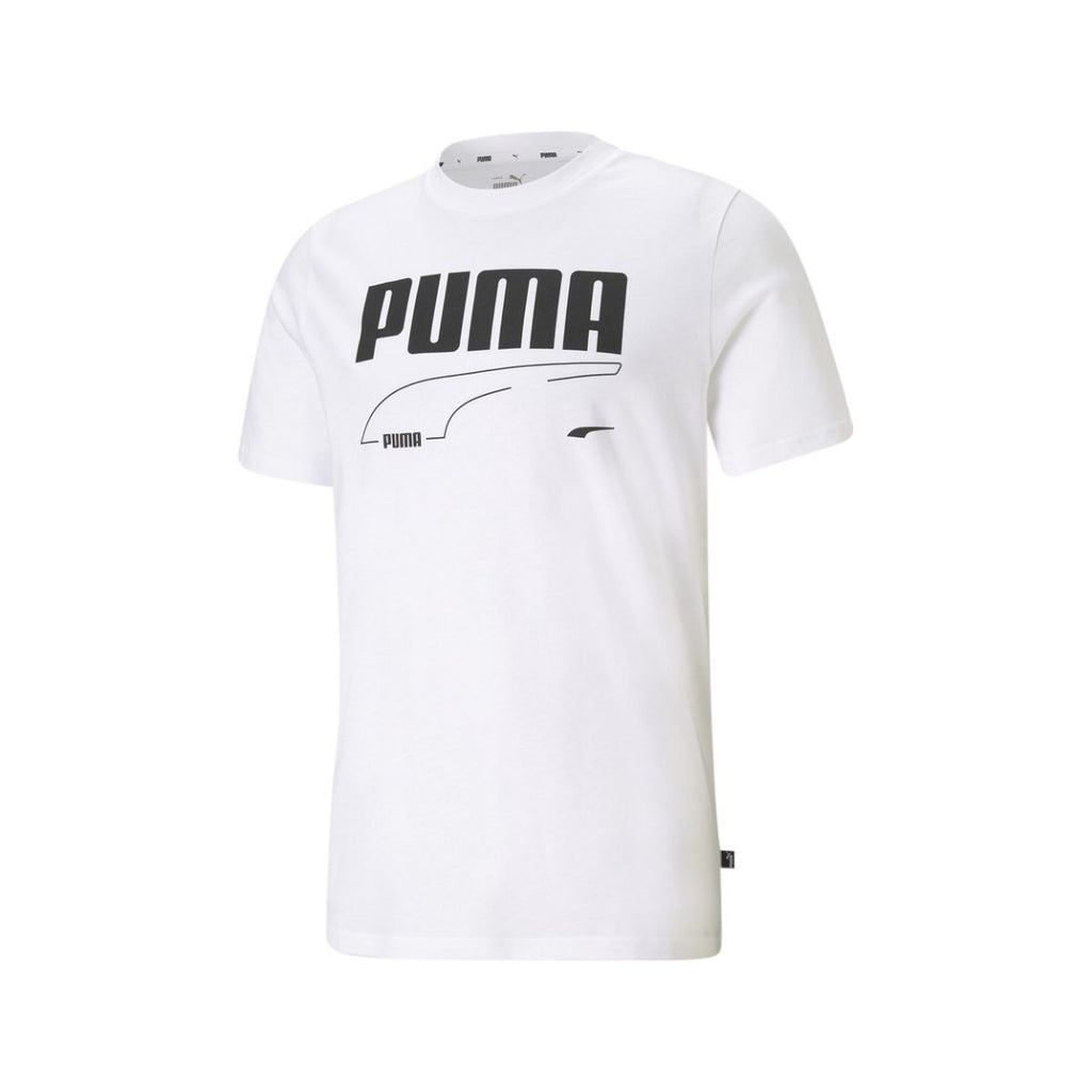 T-shirt bianca con stampa a contrasto Puma REBEL