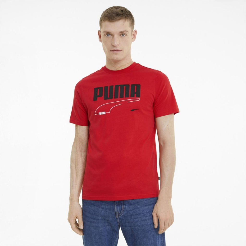 T-shirt rossa con stampa a contrasto Puma REBEL