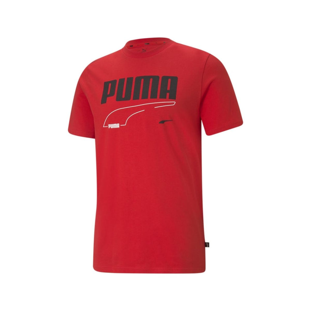 T-shirt rossa con stampa a contrasto Puma REBEL