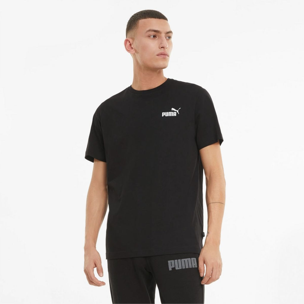 T-shirt nera con logo Puma Essentials