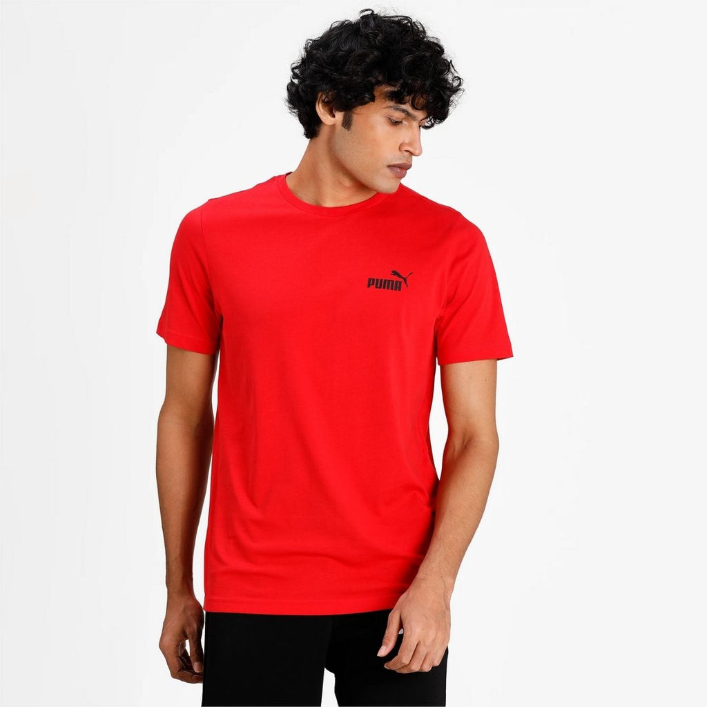 T-shirt rossa con logo Puma Essentials