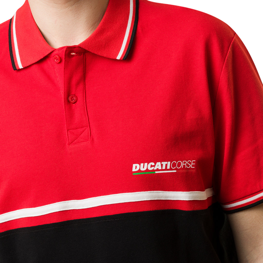 Polo nera e rossa da uomo con logo Ducati Corse Egidio