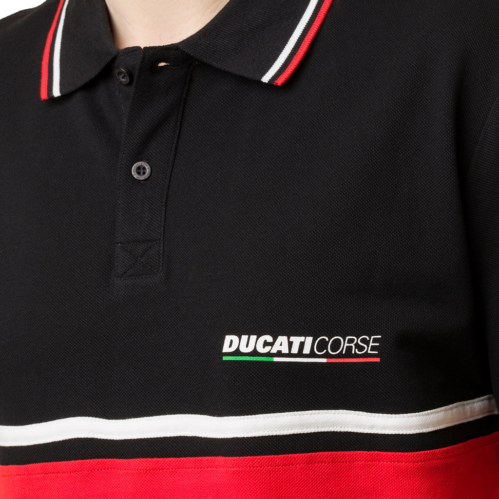 Polo rossa e nera da uomo con logo Ducati Corse Egidio