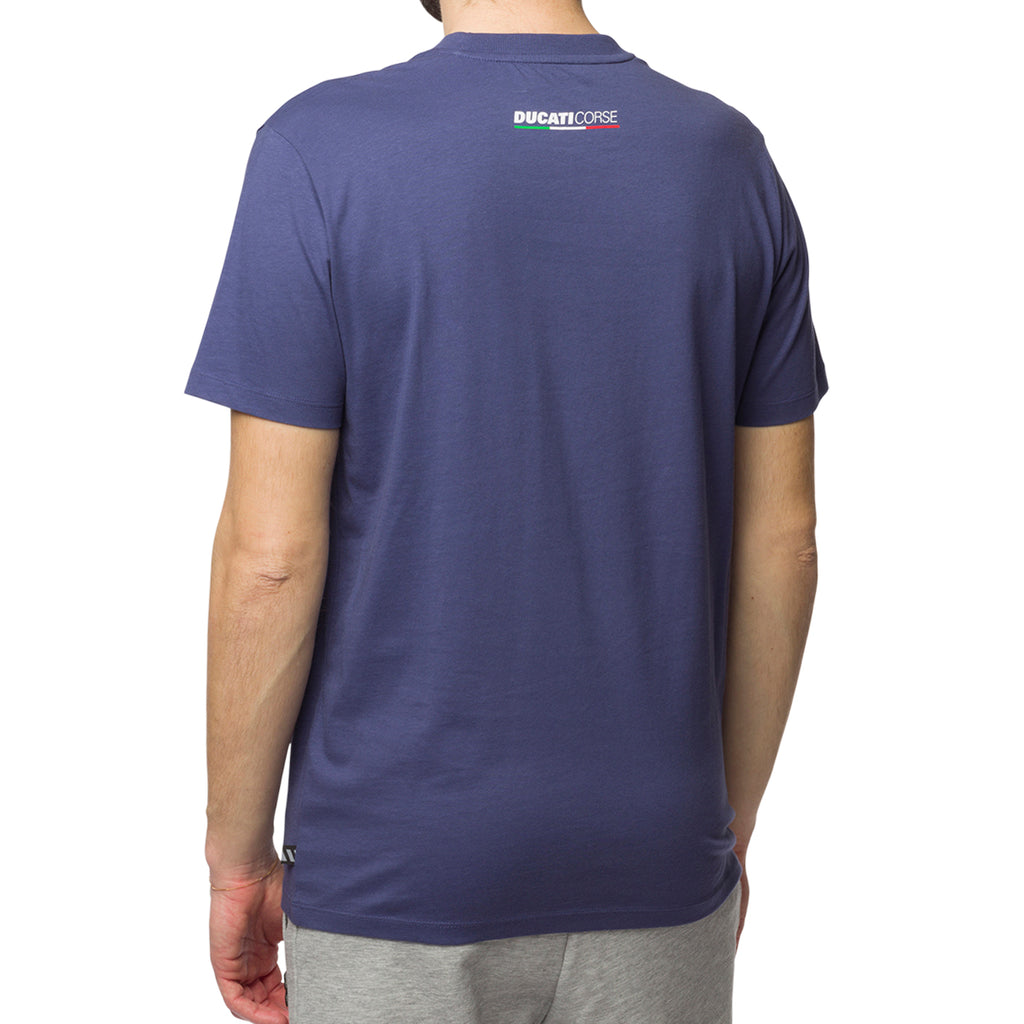 T-shirt blu da uomo con logo Ducati Corse Sidecar