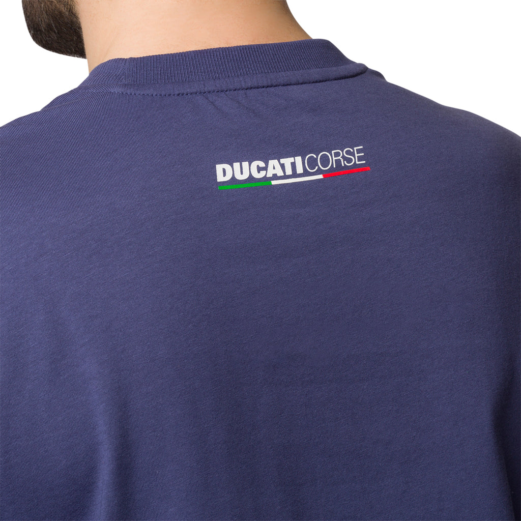 T-shirt blu da uomo con logo Ducati Corse Sidecar