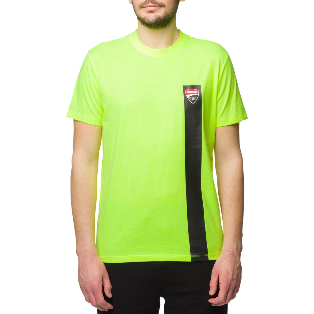 T-shirt giallo fluo da uomo con badge sul petto Ducati Corse T-Stripe