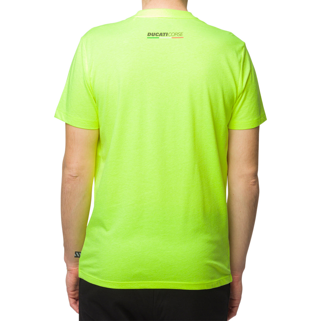 T-shirt giallo fluo da uomo con badge sul petto Ducati Corse T-Stripe