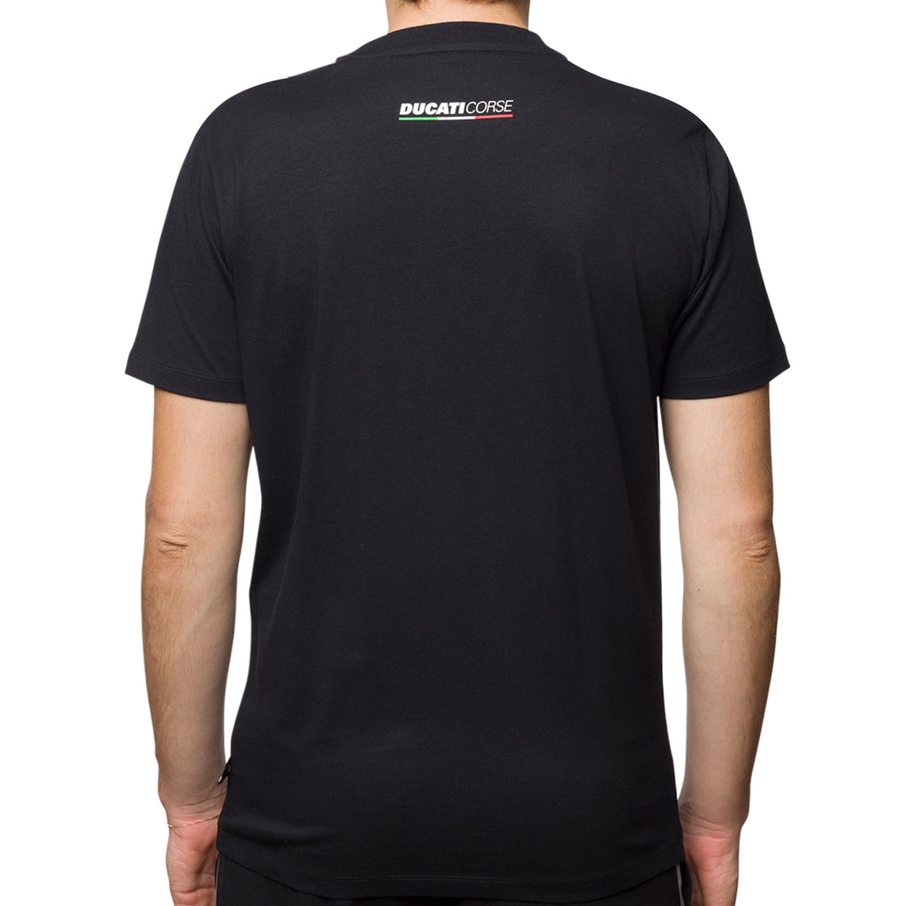 T-shirt nera da uomo con logo multicolore Ducati Corse