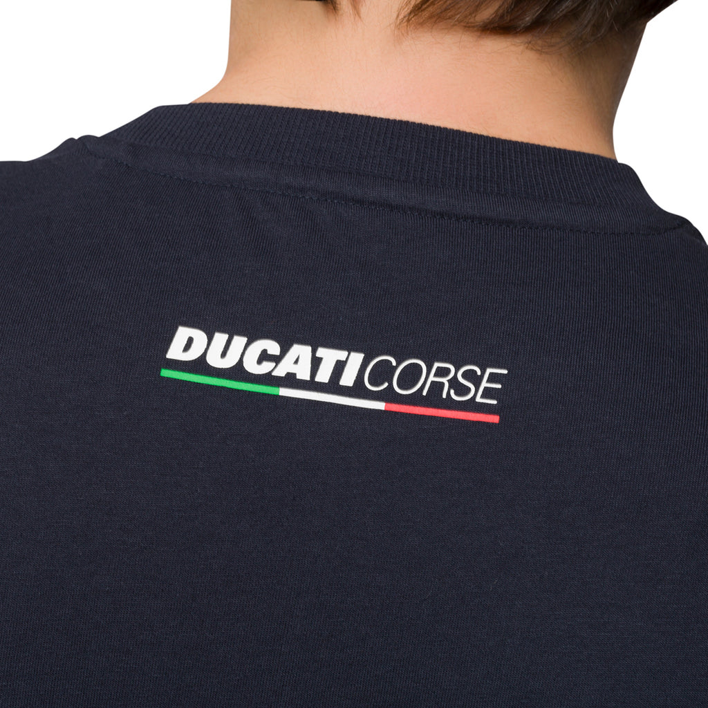 T-shirt blu da uomo con stampa frontale "Respect for Bikers" Ducati Corse