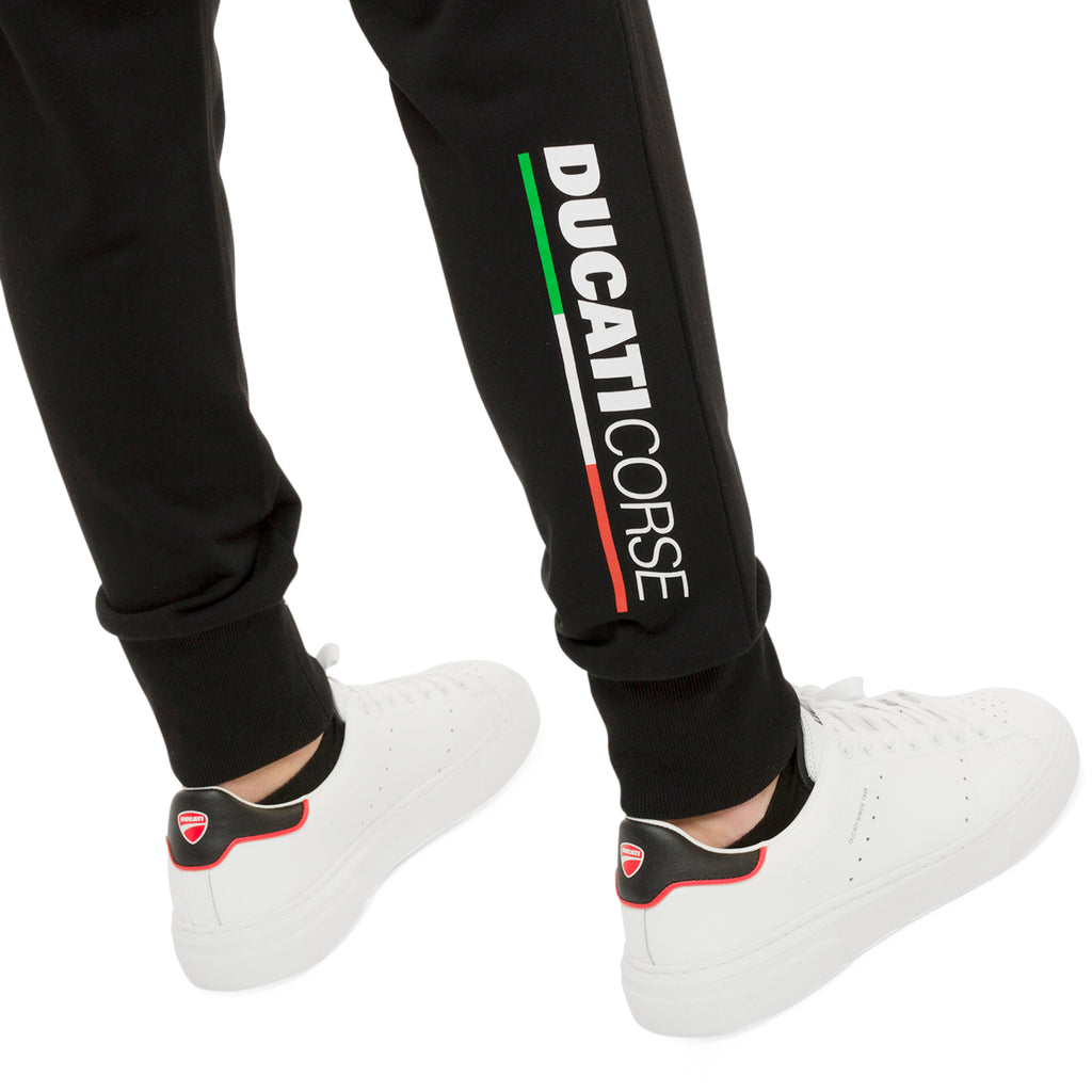 Pantaloni joggers neri da uomo con badge Ducati Corse