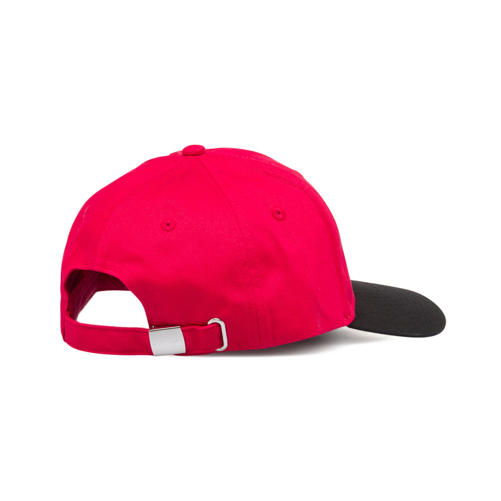 Cappellino da baseball rosso con visiera nera e logo Ducati Corse