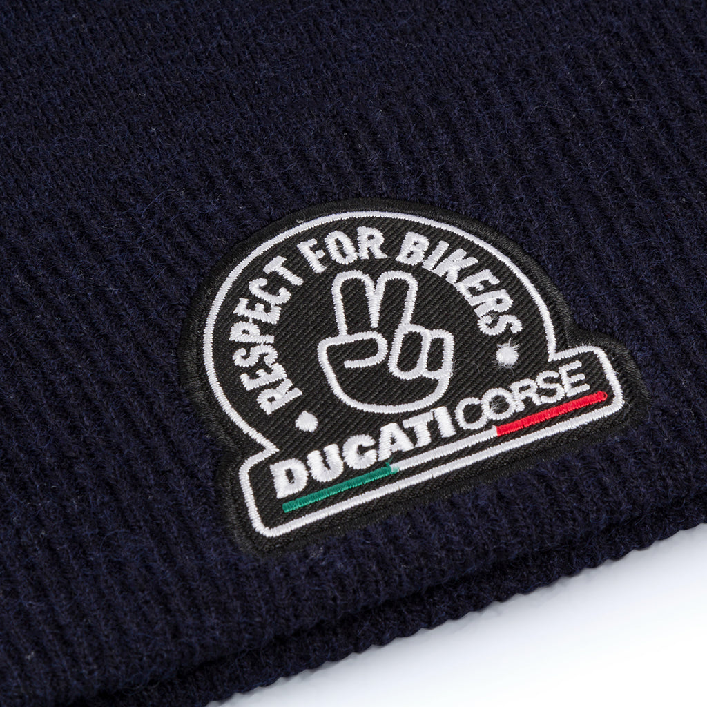 Berretto blu da uomo con logo "Respect for bikers" Ducati Corse