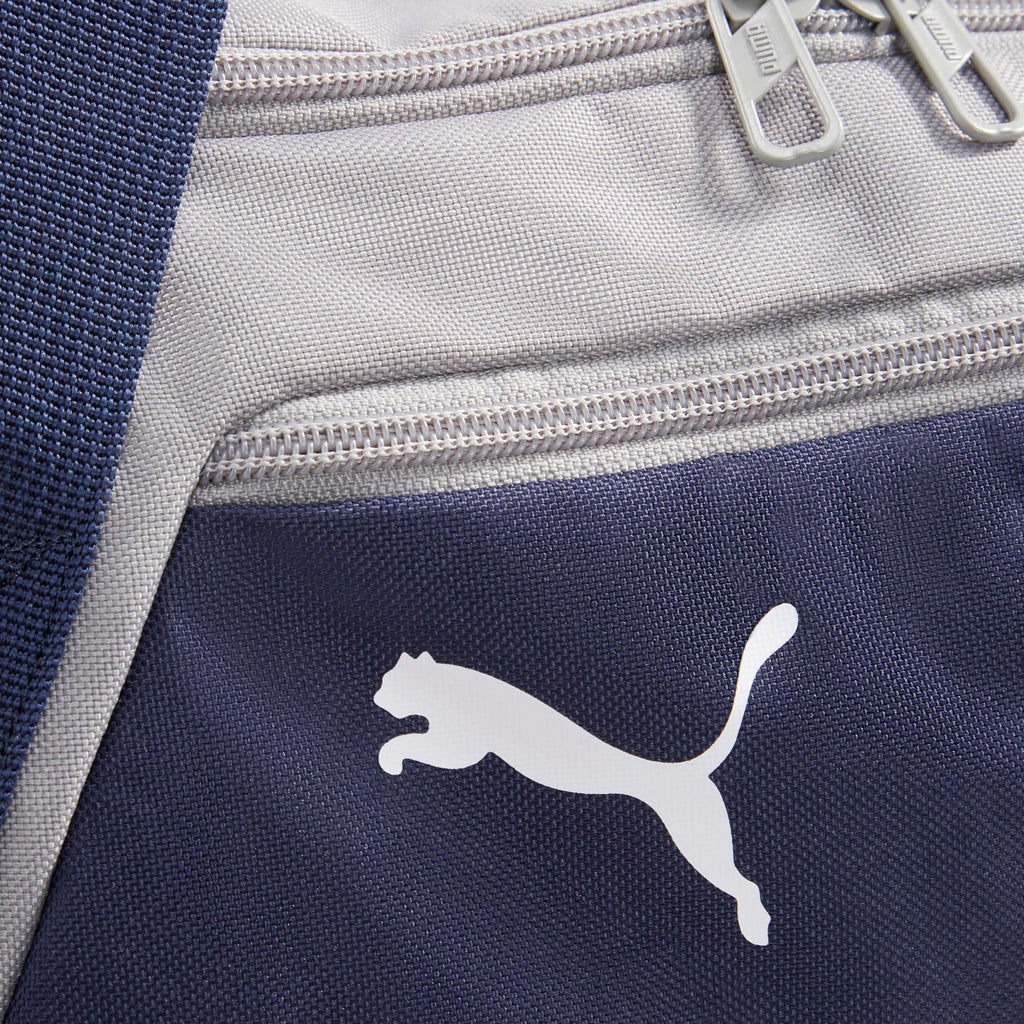 Borsone sportivo blu e grigio con logo bianco Puma Fundamentals S