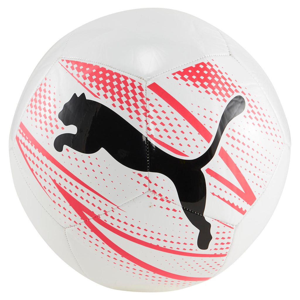 Pallone da calcio bianco e rosso con logo nero Puma Attacanto