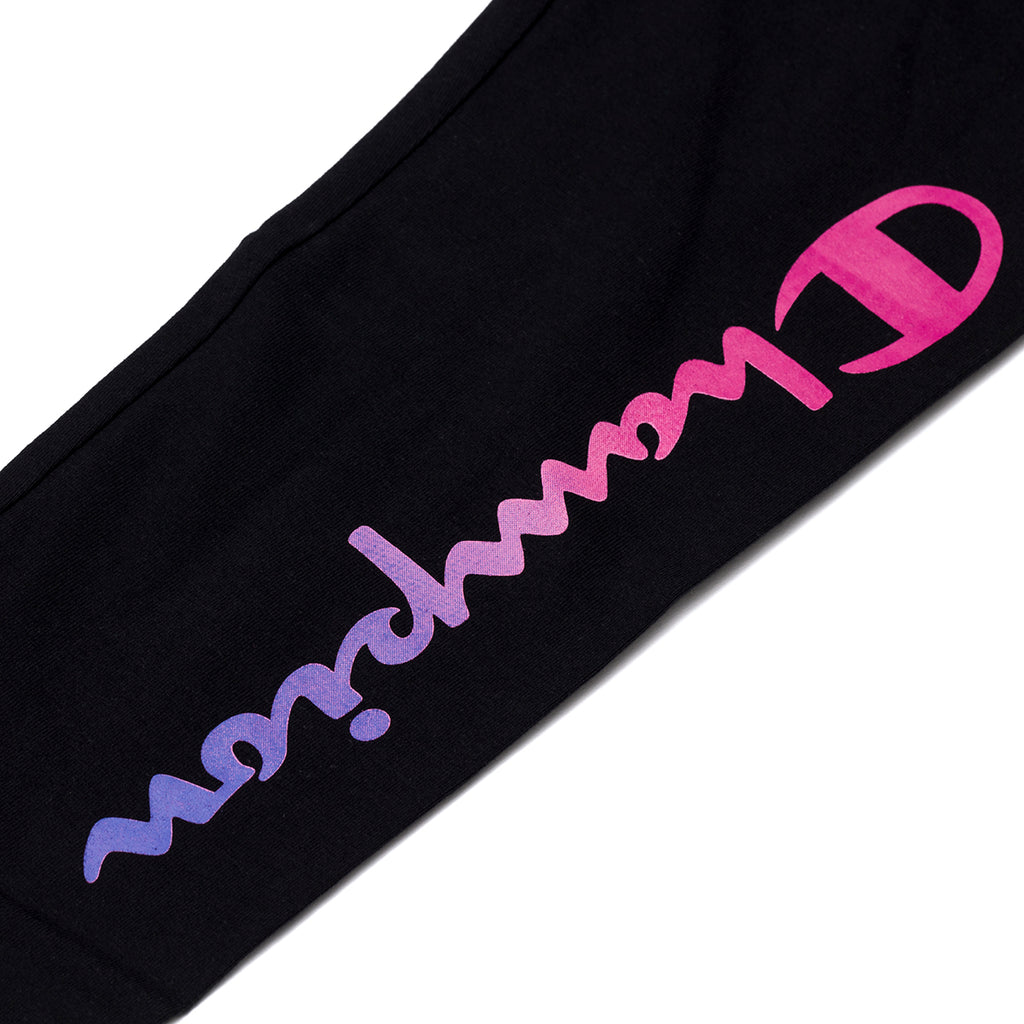 Leggings neri da bambina con logo sulla gamba Champion