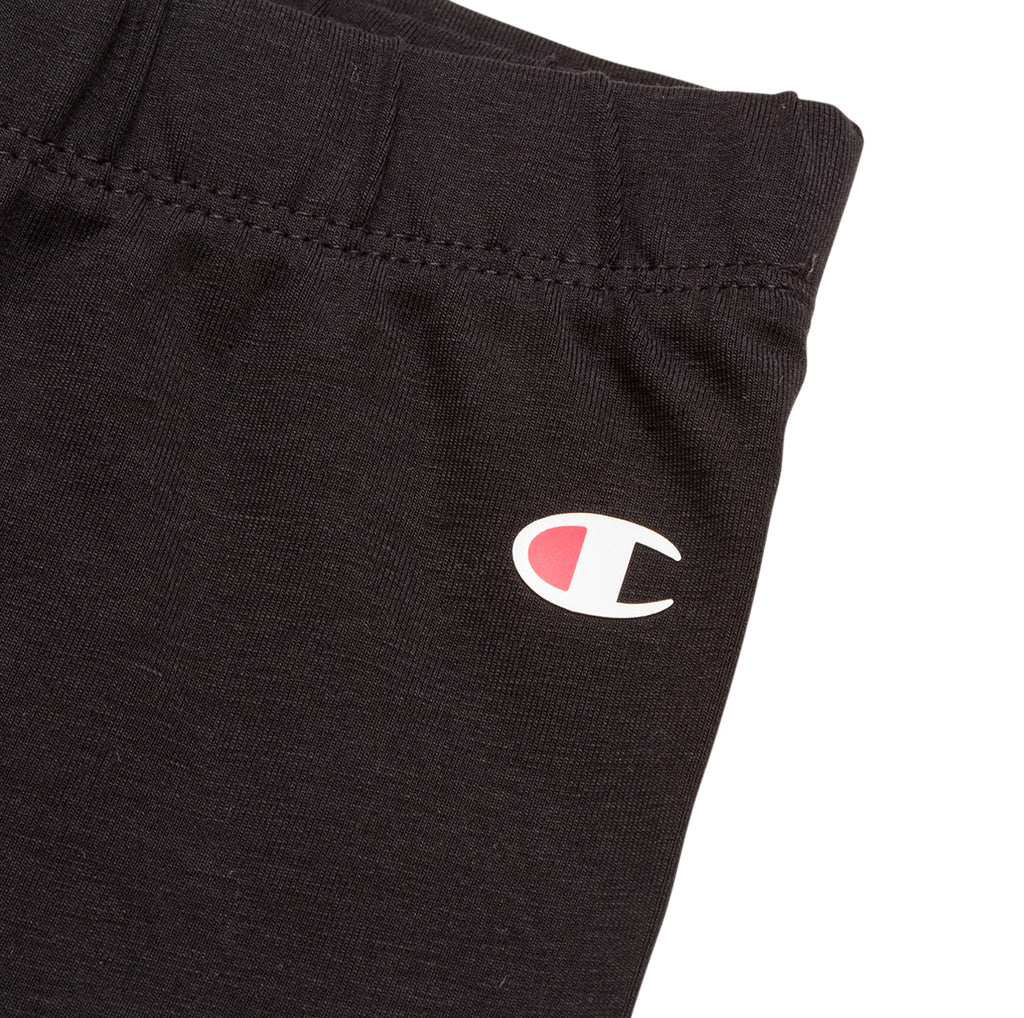 Leggings neri da bambina con logo Champion