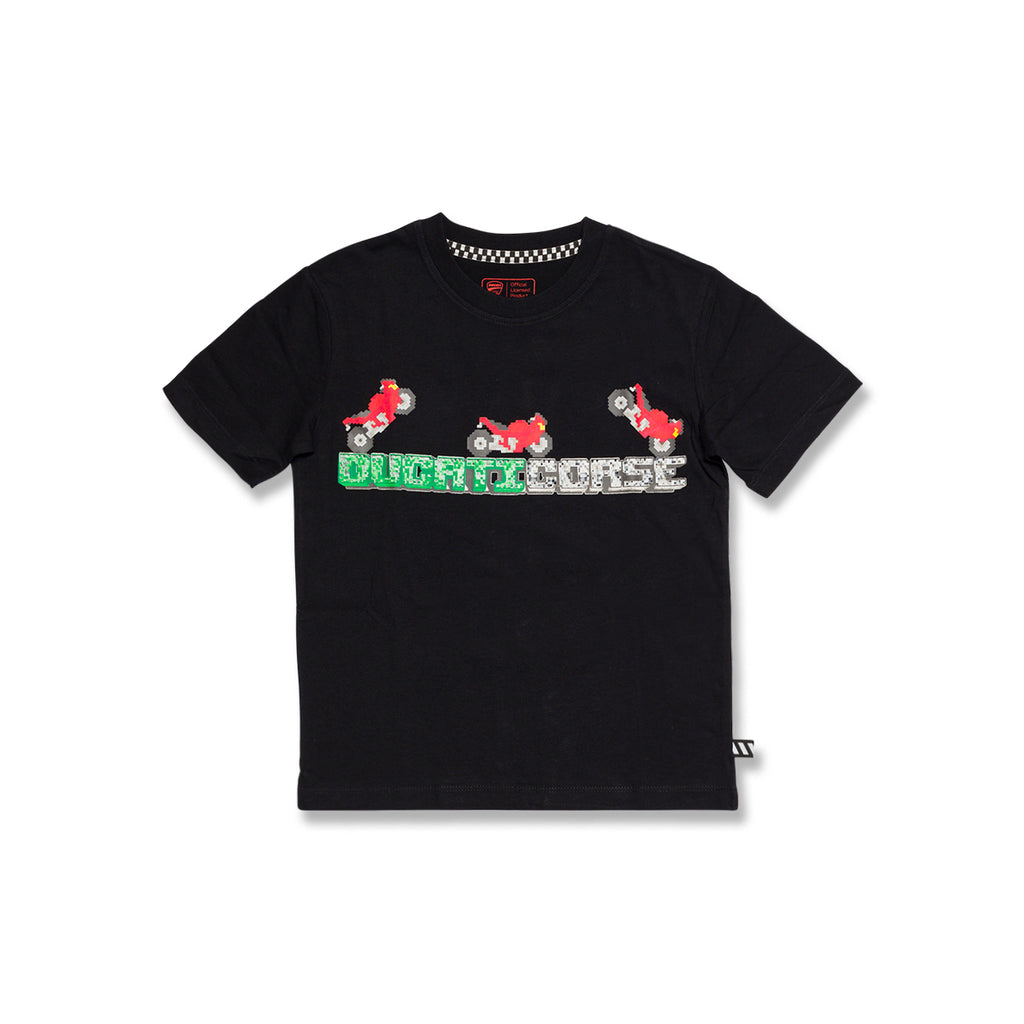 T-shirt nera da bambino con logo sul petto Ducati Corse T-Bargellino