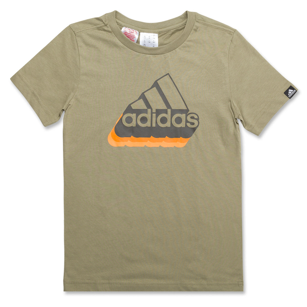 T-shirt verde da bambino con logo sul petto adidas