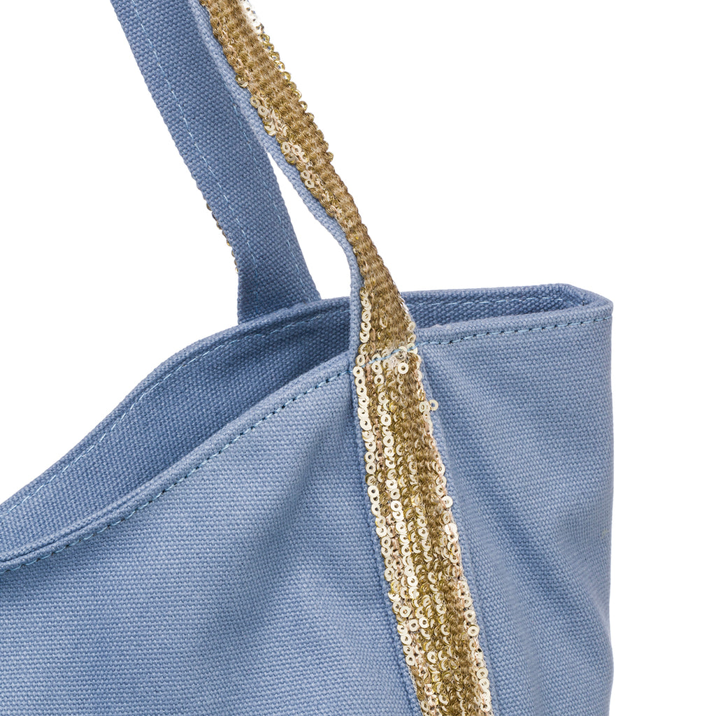 Borsa a spalla azzurra con paillettes Lora Ferres
