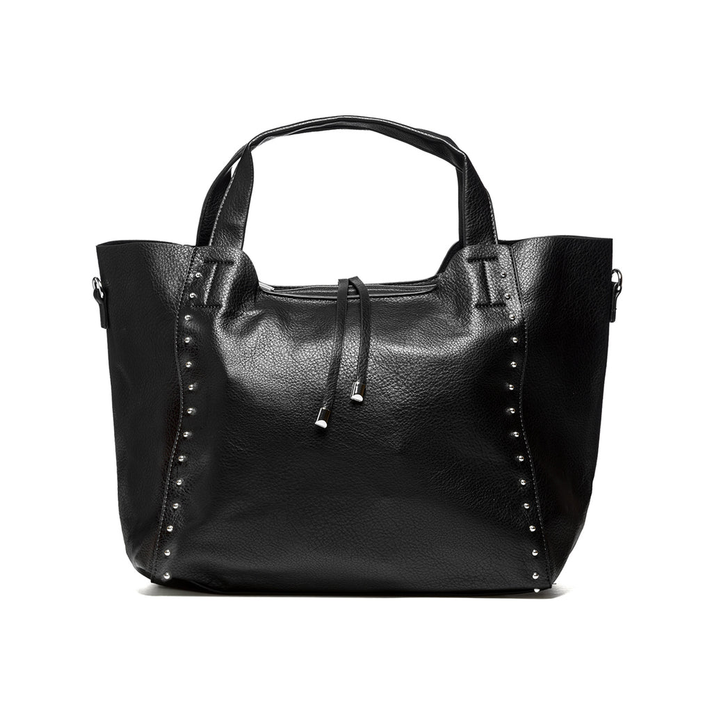 Borsa a spalla nera con piccole borchie argento Le Najadi