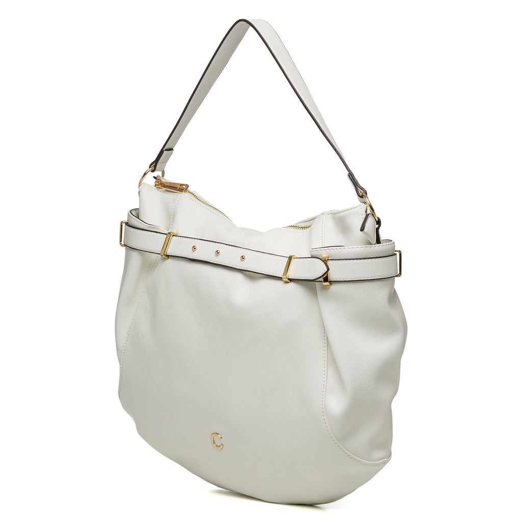 Borsa a spalla bianca con dettagli oro Carrera Jeans Jenny