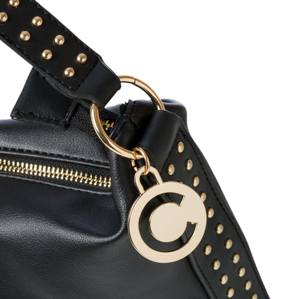 Borsa a spalla nera con piccole borchie oro Carrera Jeans Vera