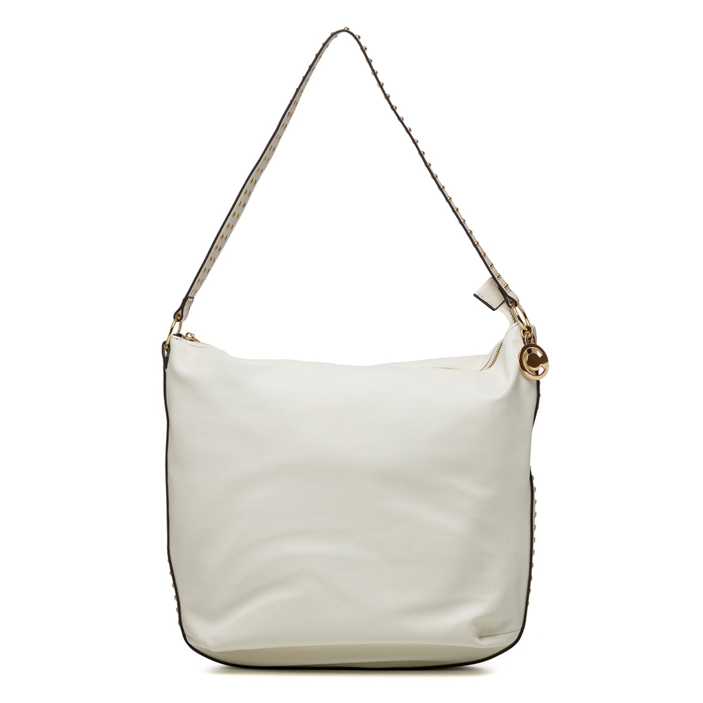 Borsa a spalla bianca con piccole borchie oro Carrera Jeans Vera