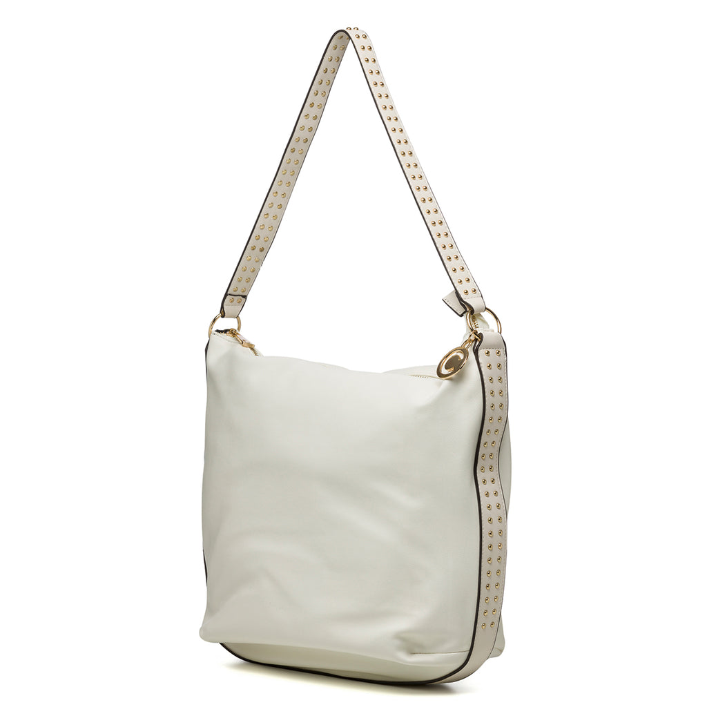 Borsa a spalla bianca con piccole borchie oro Carrera Jeans Vera