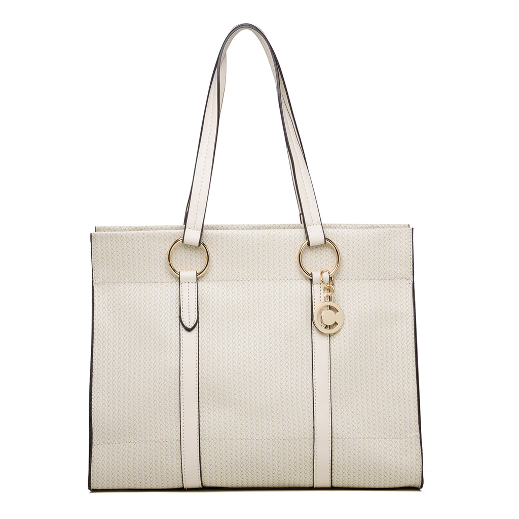 Borsa a spalla beige effetto intrecciato Carrera Jeans Florence