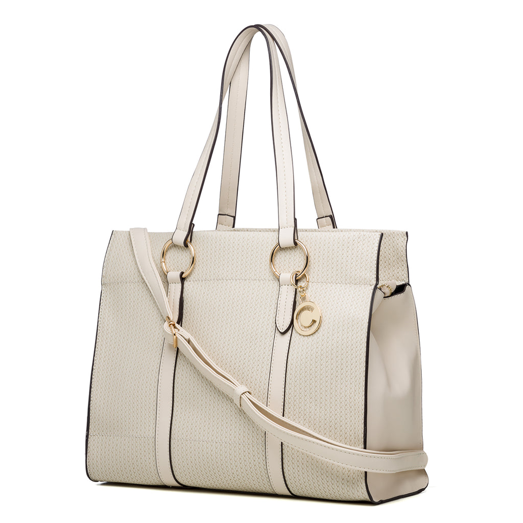 Borsa a spalla beige effetto intrecciato Carrera Jeans Florence