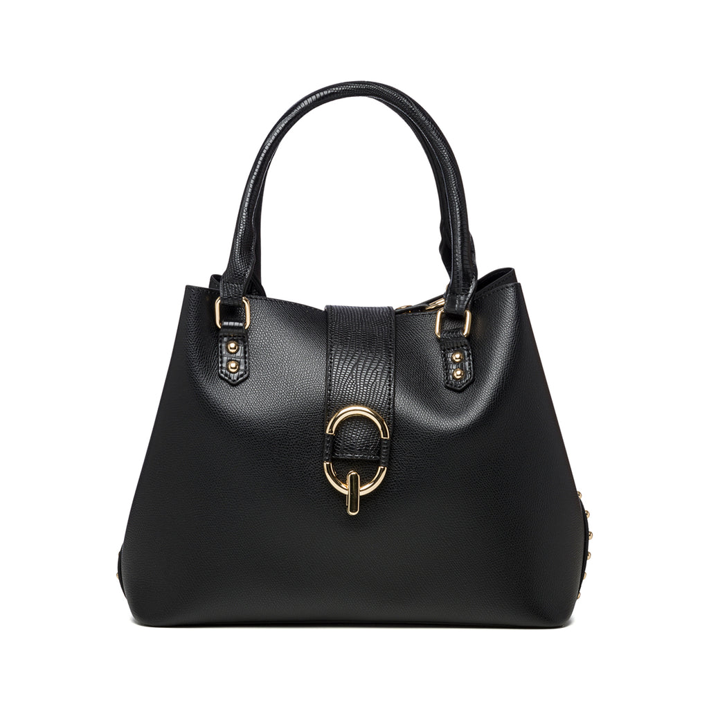 Borsa a spalla nera con piccole borchie oro Carrera Jeans Nova