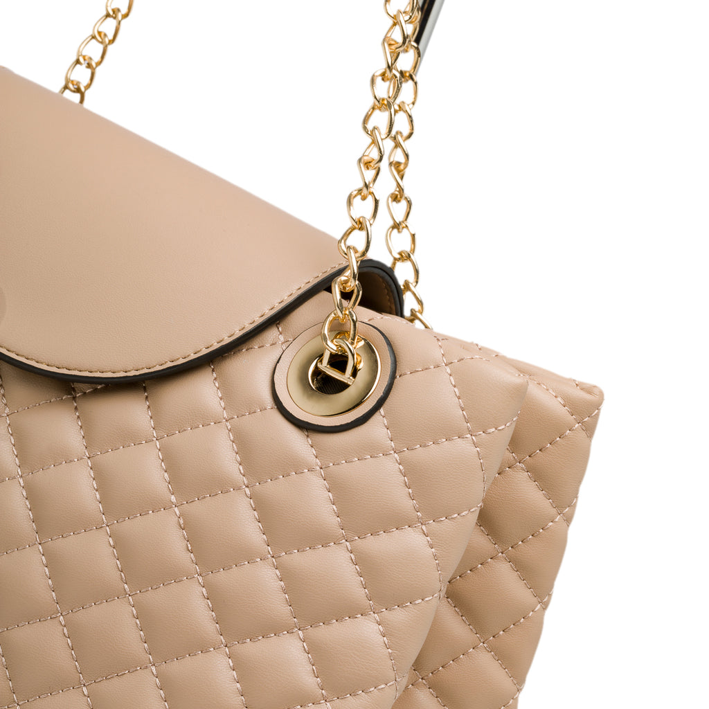 Borsa a spalla nude effetto trapuntato Lora Ferres