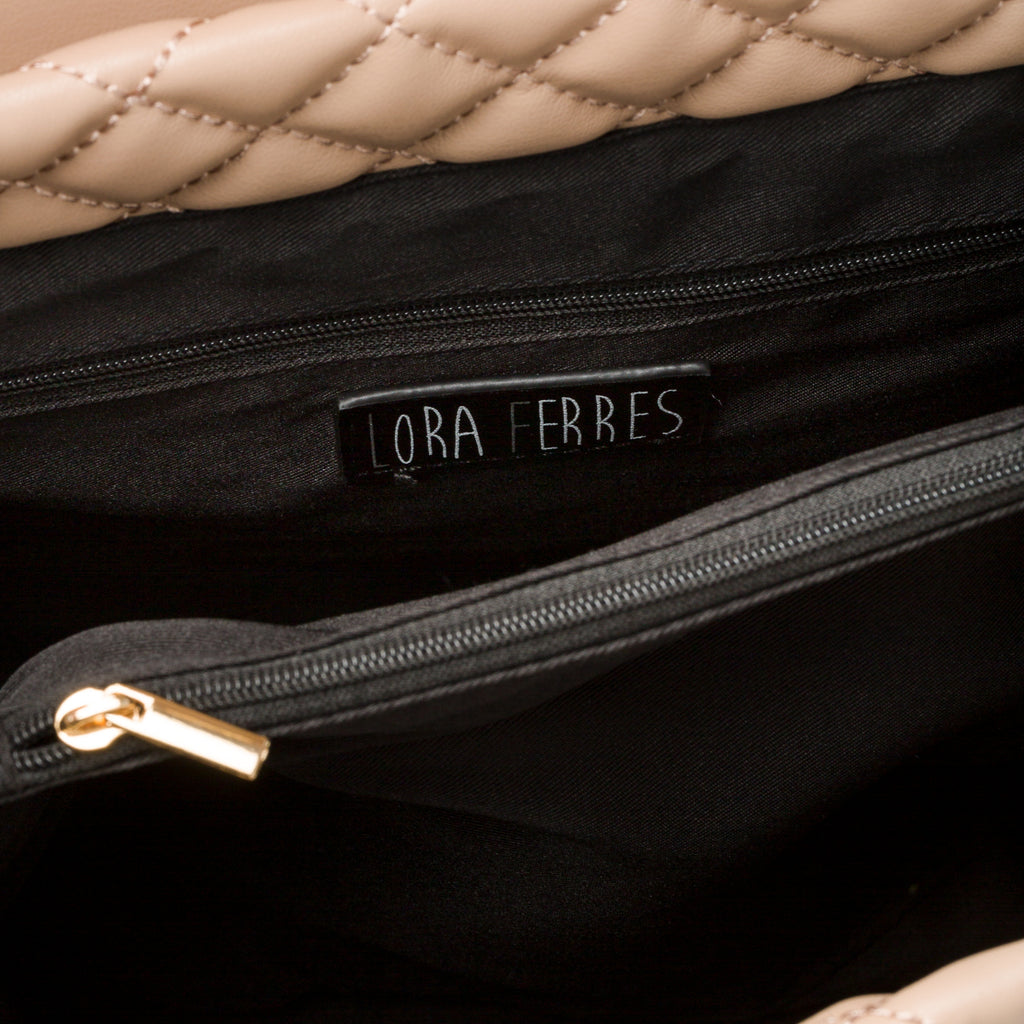 Borsa a spalla nude effetto trapuntato Lora Ferres