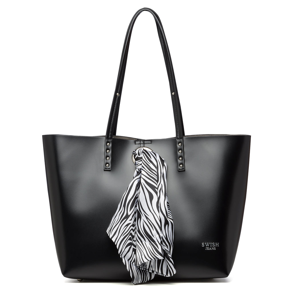 Borsa a spalla nera con foulard Swish Jeans